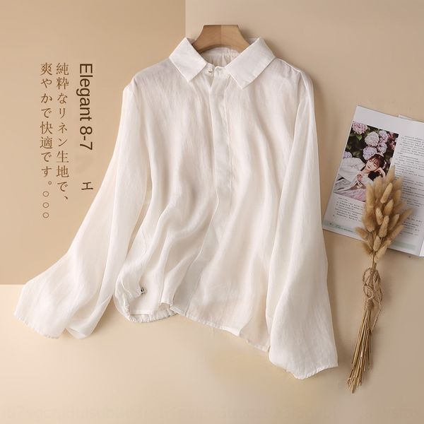 

3958 чистый top shirt белья рами женского белого верха женского дизайн чувственного небольшие большие рукава рубашка сезона новой, White