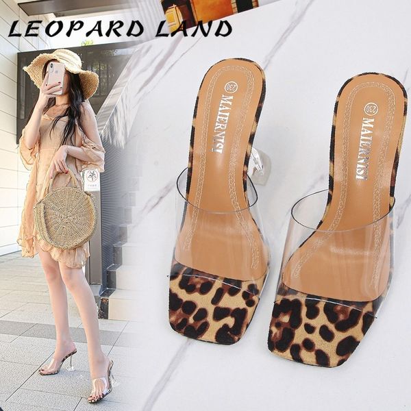 

leopard land summer fashion thin heeled shallow mouth shoes leopard transparent pvc large size high-heeled sandals wz, Black