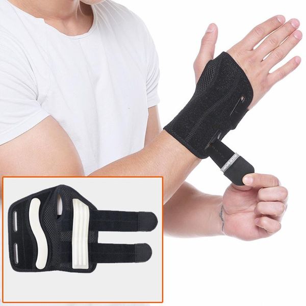 

wrist support 1pc right/left hand brace splint sprains arthritis band belt carpal tunnel solid black, Black;red