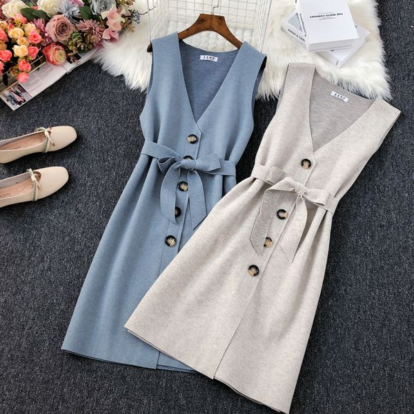 

2020 new spring autumn women casual v-neck woolen vests jackets sleeveless belt vest coat overcoat pockets long jackets a214, Black;white