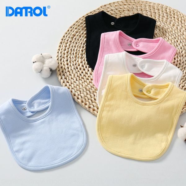

yfww8 baby baby solid color double-layer newborn rice pocket water absorbing pure cotton bib button children saliva towel button saliva towe
