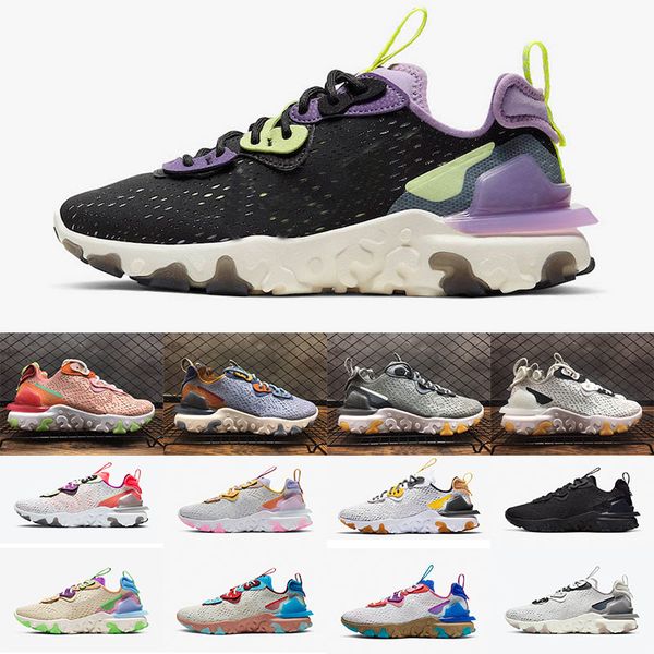 

nike react vision 2020 реагирующее vision элемент 55 87 кроссовок для мужчин, женщин тройной черный спортивный наружные мужских женских трен