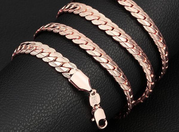 

6 mm*18-32 inch luxury mens womens jewelry 18kgp rose gold plated chain necklace for men women chains necklaces accessories hip hop, Silver