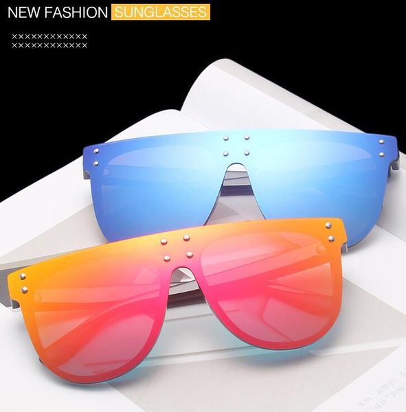 

fashion oversized sunglasses unique plastic fashion square sun glasses ladies flat rivet driving eyewear mirror uv400 gafas, White;black
