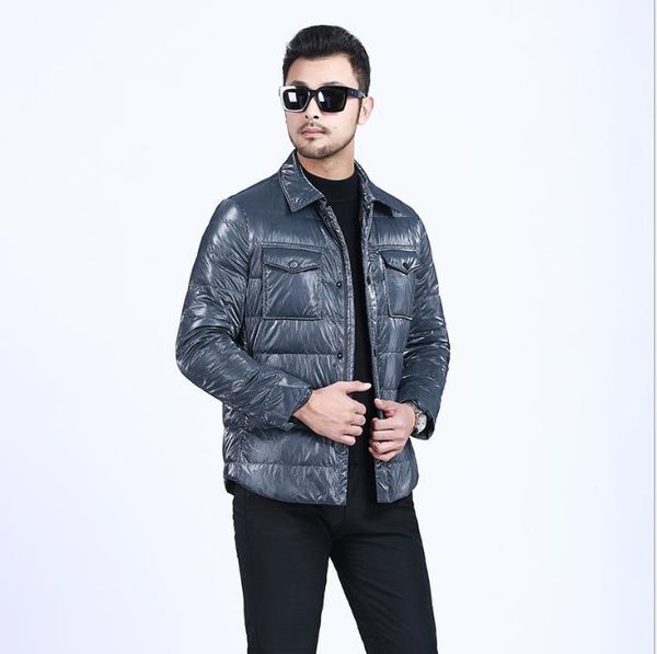 

2020 mens winter down jackets autumn winter solid color fashion lapel neck thickening warm male outwear, Black;brown