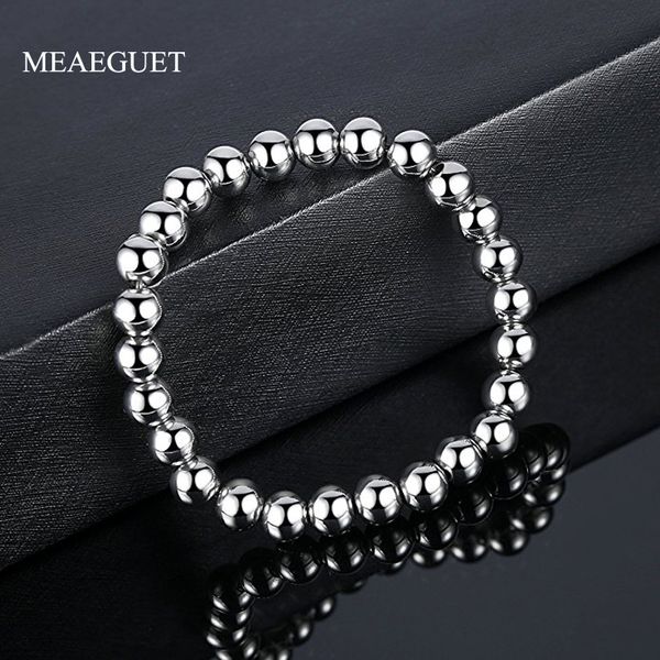 

vintage men's bracelet beads chains gray color bangles stainless steel round seed armband heren wristband male gifts, Black