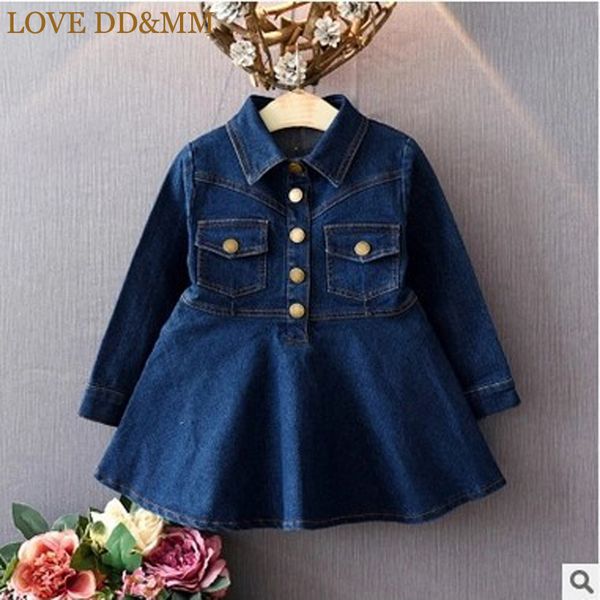 

girl's dresses love dd&mm girls 2021 spring children's clothing fashion single-breasted long-sleeved lapel denim dress, Red;yellow