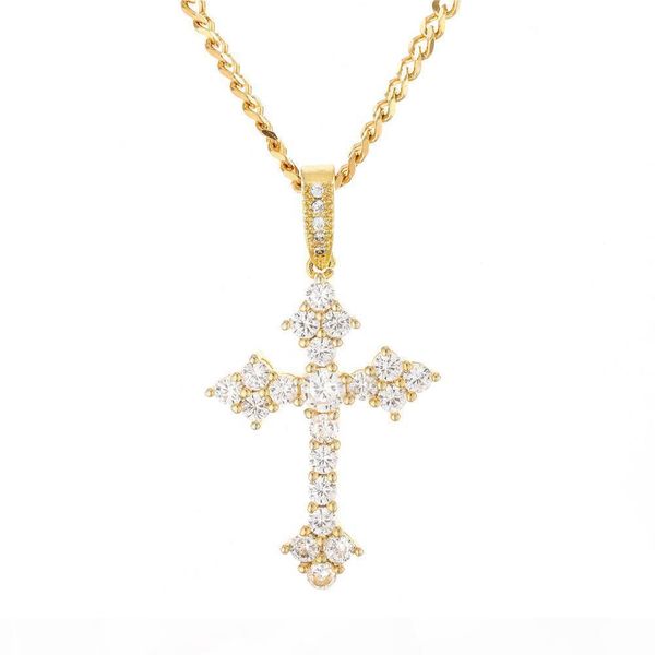 

новые мужские luxury micro pave iced out цирконий крест ожерелье шарма способа ювелирных изделий с tennnis цепи, Silver