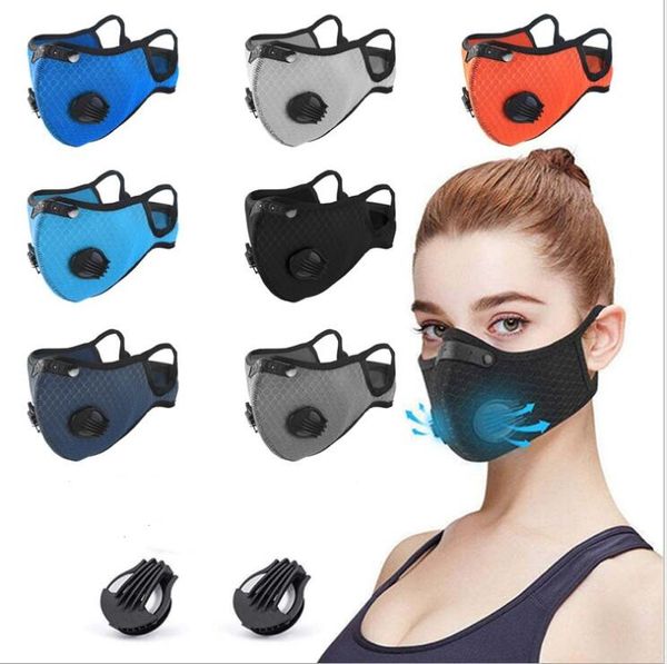 Máscaras Ciclismo Respirar máscaras válvula respirador exterior Desporto equitação cara PM2.5 Anti-poeira poluição Máscara Filtro de carbono ativado LSK359