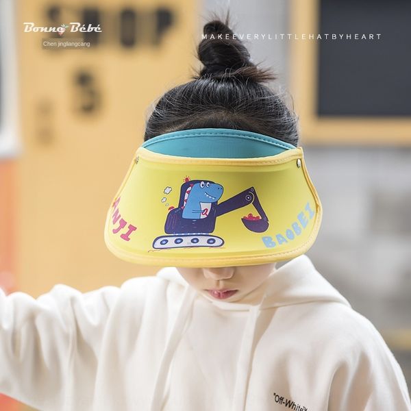 

children's 2020 summer baby's hat dinosaur ice silk cotton uv-proof sunscreen baby cap baby cap cartoon empty hat, Blue;gray