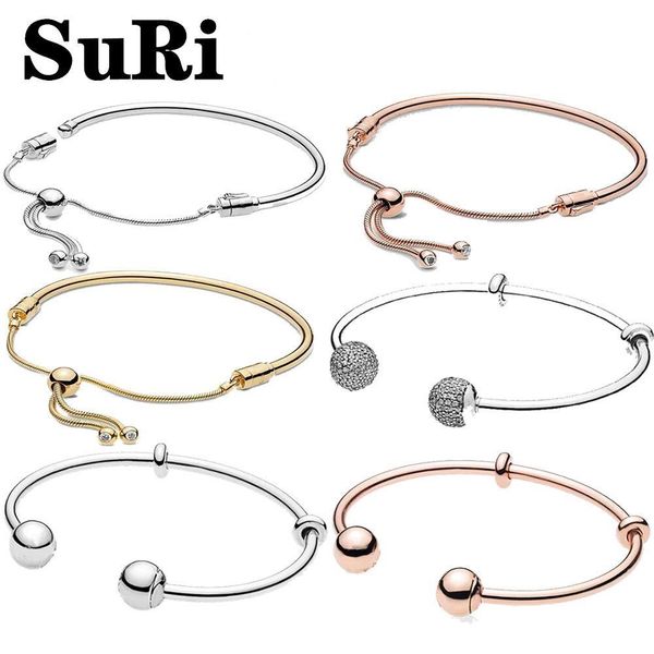 

сури новые оригинальные 100% 925 браслет цепи серебра pando очарование для женщин моды классическая роскошь сертифицированных ювелирных изде, Golden;silver