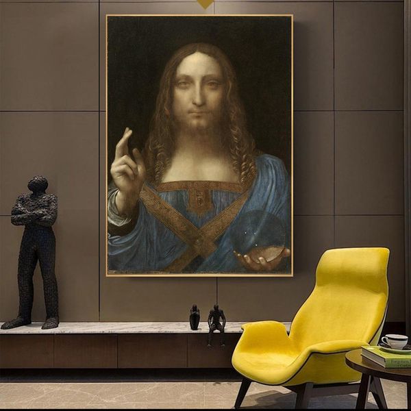 

the salvator mundi canvas paintings on the wall by leonardo da vinci famous wall art posters and prints cuadros wall decoration