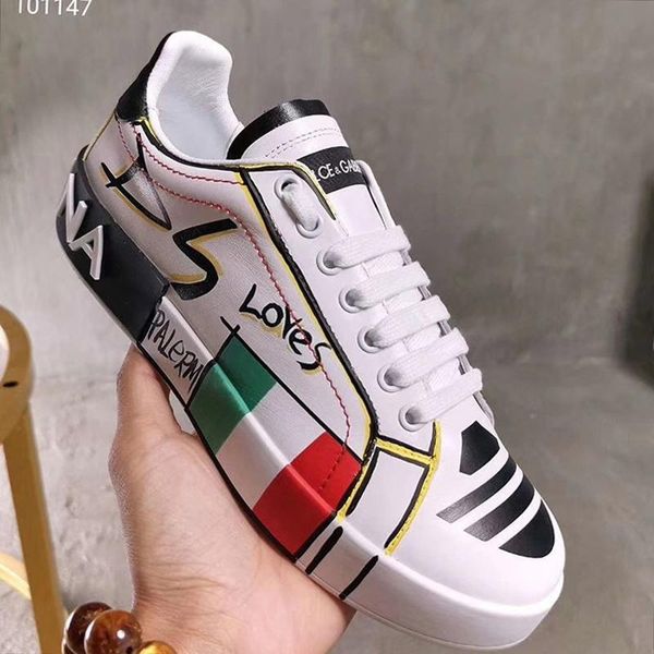 

2020y new luxury design leather printed rubber bottom fashion sneakers all-match breathable mens casual shoes mens banquet shoes size: 38-45, Black