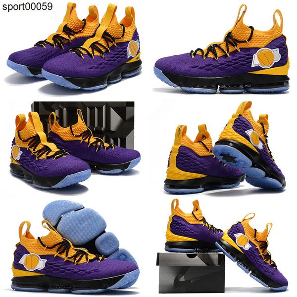 

2020 new lebron 15 xv ep los angeles home yellow purple orange basketball shoes qaulity athletic mens trainers 15s sports, Black