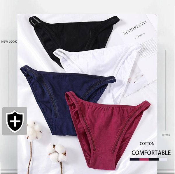 

women's panties ladies low waist mesh comfortable pure cotton breathable underwear briefs thong, Black;pink