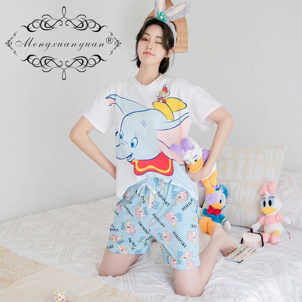 

dgafw pajamas women's casual fashion shorts clothing clothing cartoon short-sleeved shorts two-piece set can be worn out small flying e, Blue;red