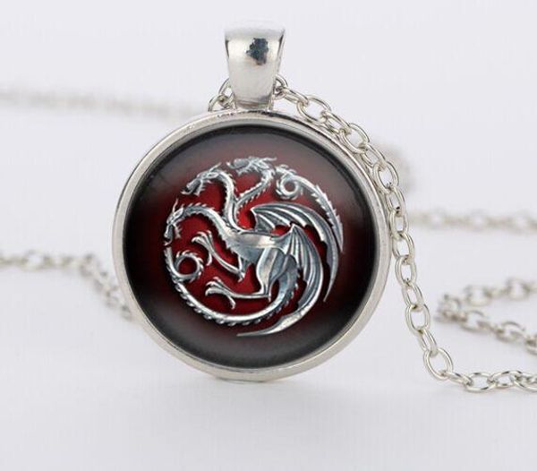 

3 colors glass pendant game of throne famille targaryen glass movie choker necklace bijoux summer style vintage movie jewelry