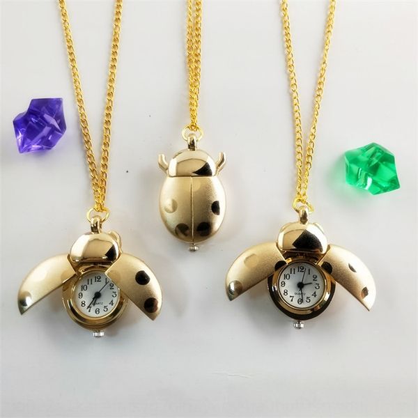 

seven-star ladybug beetle necklace list fashion necklace pocket jewelry gift list cartoon pocket watch children hanging watch, Blue