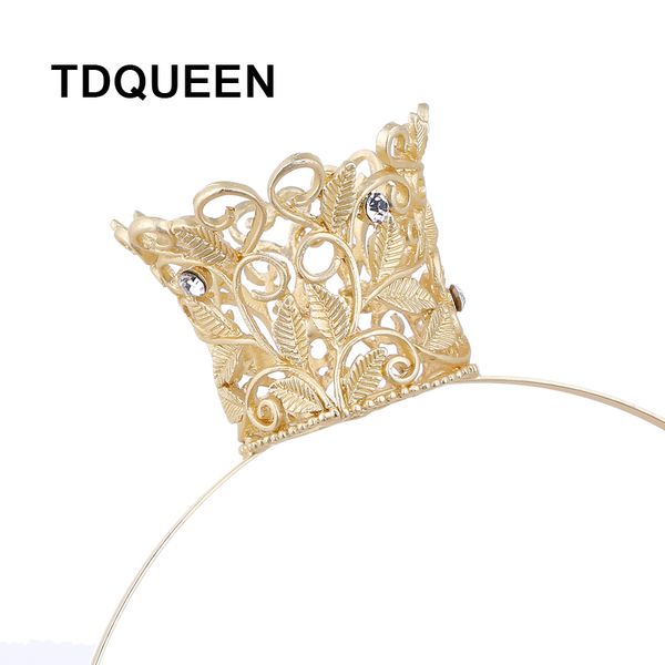 

matte gold color crown headband wedding hair accessories crystal metal leaf tiara crown bridal jewelry for women, Golden;silver