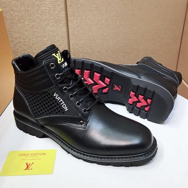 

fast delivery oberkampf ankle boot mens shoes autumn and winter fashion footwears dress for male wedding formal lace -up high men boots, Black