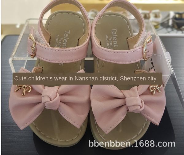 

talent kids sandals children's korean girls sandals bowknot children's shoes girls' casual shoes, Black;red