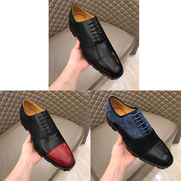 

designer men dress oxfords shoes luxury embossed genuine leather red bottom lace-up fashion wedding business official footwear size38-45, Black