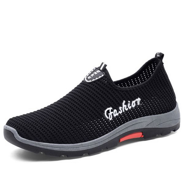 

lcxmnd summer mesh shoe sneakers for men shoes breathable men's casual shoes slip-on male loafers casual walking, Black