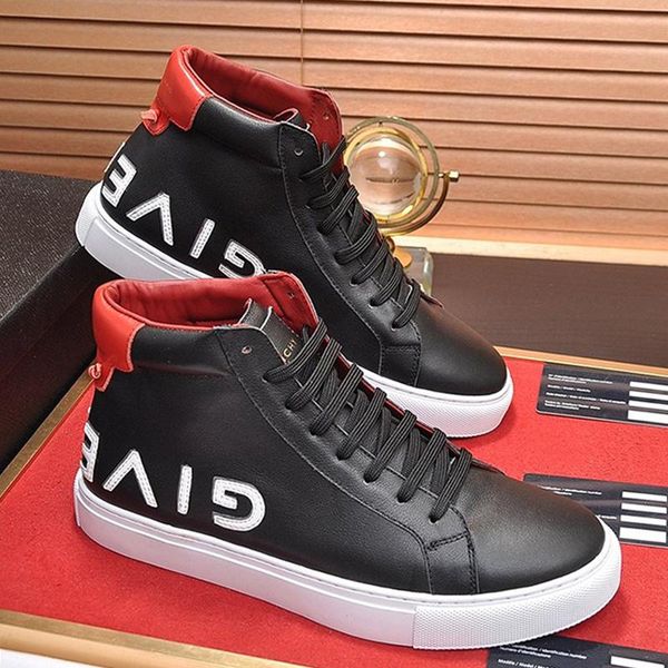 

mens shoes sports outdoor walking sneakers luxury plus size lace -up high casual men shoes boots scarpe sportive da uomo, Black