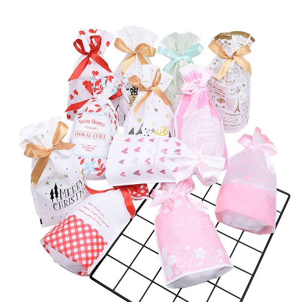 

5/10pcs plastic candy bags with ribbon for wedding festival party decoration kids birthday favor gift packaging bags supplies 75