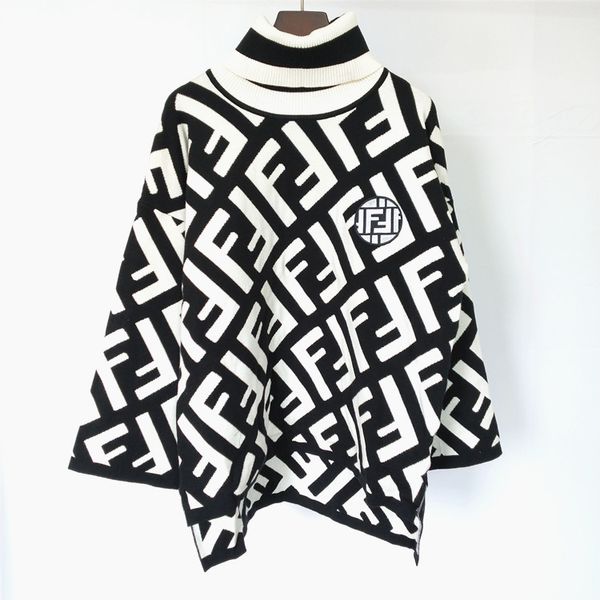 

cardigan women's sweater pullover double f letter cashmere sweater autumn and winter knitted blouse sweater female designer, White;black