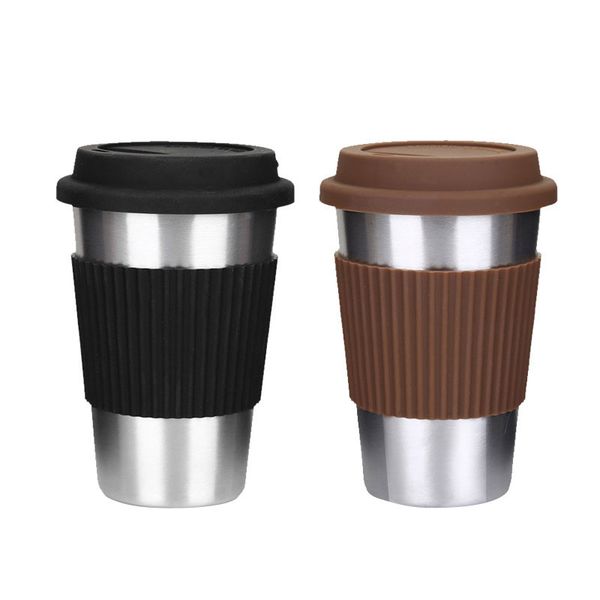 

dropshipping 304 stainless steel coffee cup straw mug silicone lid milk tea ice cups drink handy cups drinking cups mugs tumbler t4603