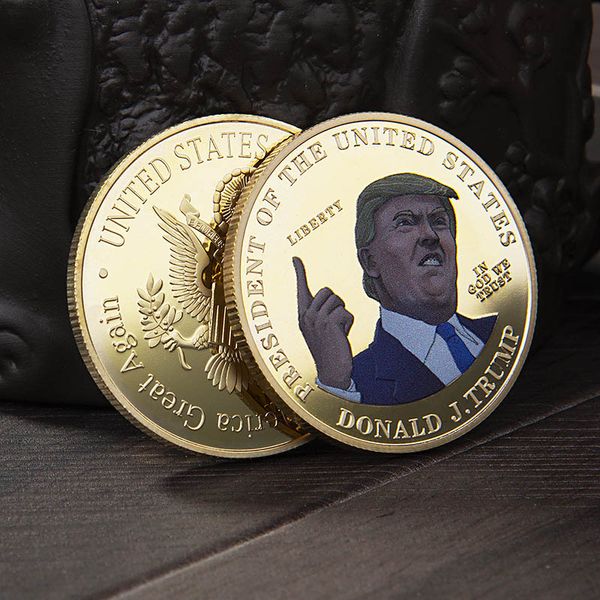 

new spot us president trump gold medal 2020 election supplies trump color printing metal commemorative coin bwc686