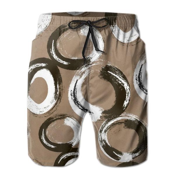 

men's shorts beach short swim abstract circles surfing maillot de bain sport board swimwear, White;black