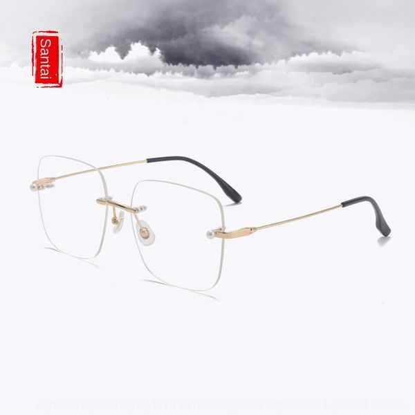 

0207 new square frameless ultra-light frame pearl small decoration ladies pearl myopia decoration matching myopia, Silver