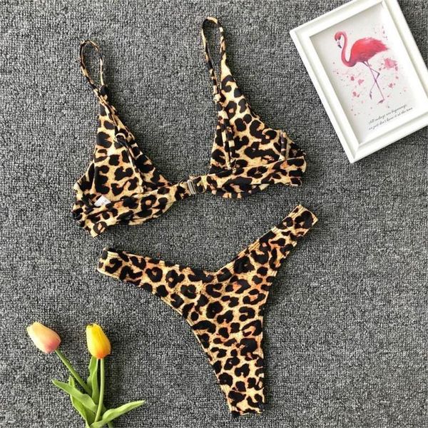

leopard v bar underwired bikini 2020 women swimwear female swimsuit two pieces bikini set bather bathing suit, White;black