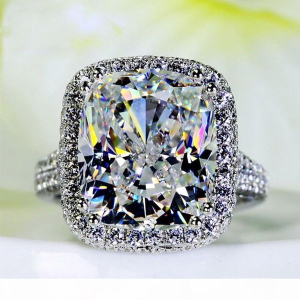 

мода ювелирные изделия способа кольца подушки вырезать 10ct gem 5a циркон камень 14kt белого золота заполнены женщин обручальное обручальное, Slivery;golden