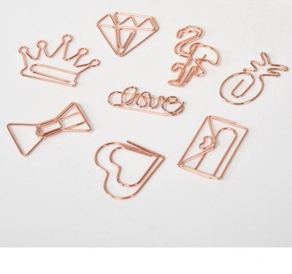 Клипы Креатив Metal Paper Rose Gold Crown Flamingo Paper Clips Закладка Memo Planner Clips школа Канцелярские товары SN1645