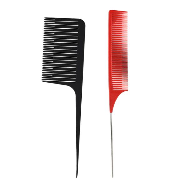 

2pcs highlight combs, professional rat tail combs, heat resistant teasing combs with pintail for salon and home use, Silver