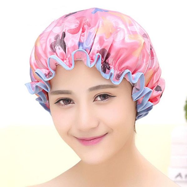 

thick waterproof bath hat double layer shower hair cover women supplies shower caps bathroom accessories