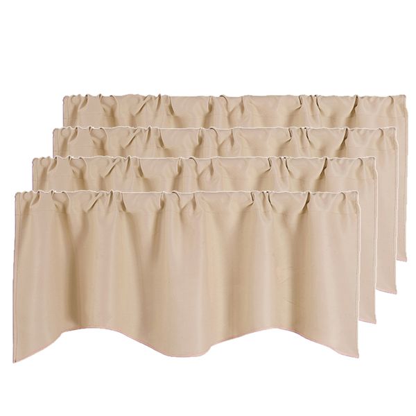 

4pcs short curtain panel solid color valance for kitchen windows camel