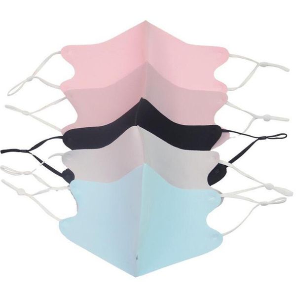 

fashion ice silk face mask solid color thin sunproof dustproof mouth-muffle breathable washable adjustable black pink gray blue