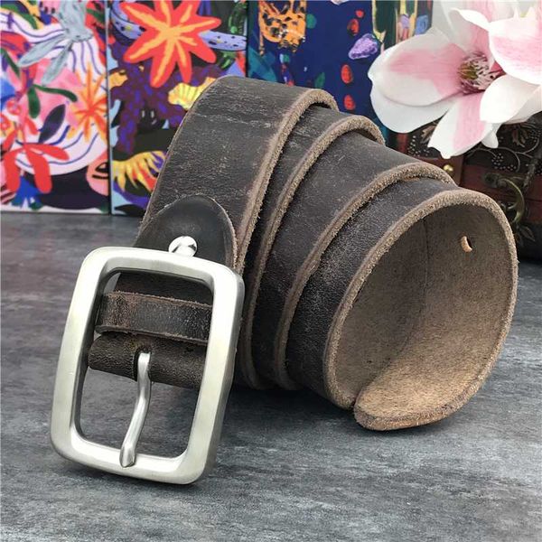 

stainless steel belt buckle mens belts luxury super thick genuine leather belt ceinture belts men leather waist sbt0002, Black;brown
