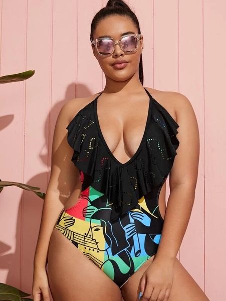 

2020 основной толчок плюс жир плюс один цельный бикини купальник бикини купальник партии, White;black