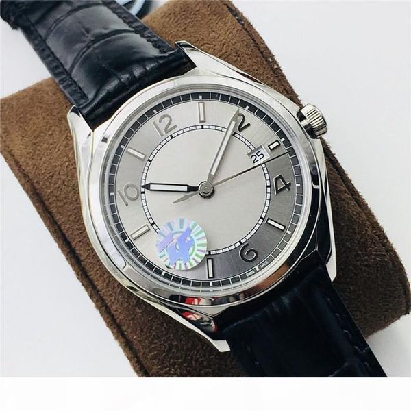 

zf factory automatic machine movement 1326 watch 40mm904l fine steel italian tire leather sapphire crystal glass butterfly clasp outer ring, Slivery;brown