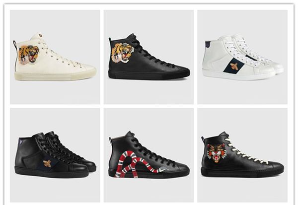 

shoes ace embroidery white tiger bee snake shoes leather sports shoes men and women casual sneakers 35-46, Black