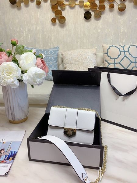 

gift box genuine leather with two layers cowhand leather joker lock postman bag chain cross body small square bag spring