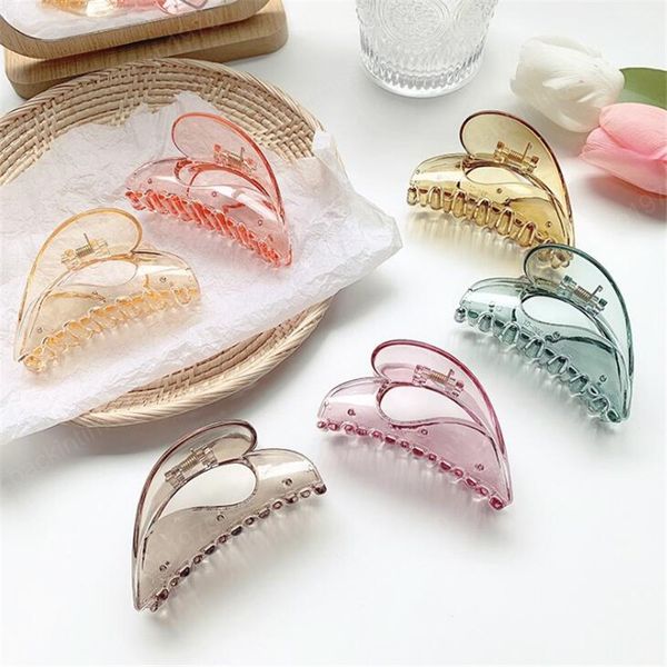 

sweet heart korean stlye women girls hair claws hair clips hair accessories fashion women big size transparent headwear ornament, Slivery;white
