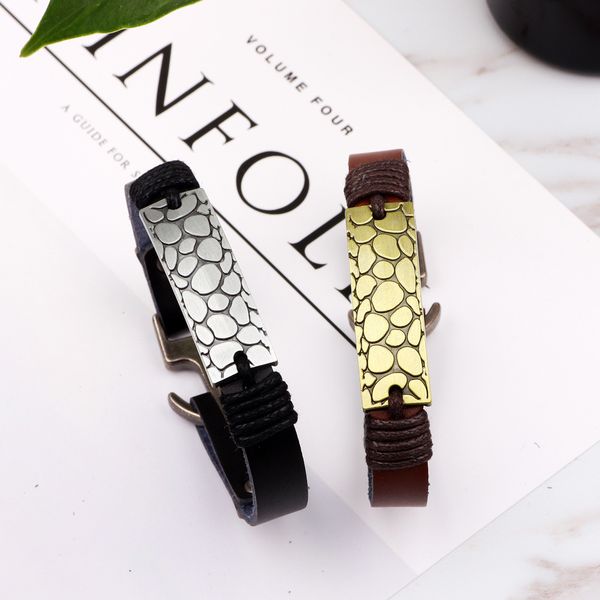 

nimei jewelry exaggerated bracelet anchor rivet woven jewelry, Golden;silver