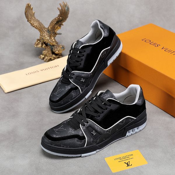 

new17 luxury high-quality casual men's shoes fashion all-match sports shoes outdoor comfortable men's shoes original box packaging, Black