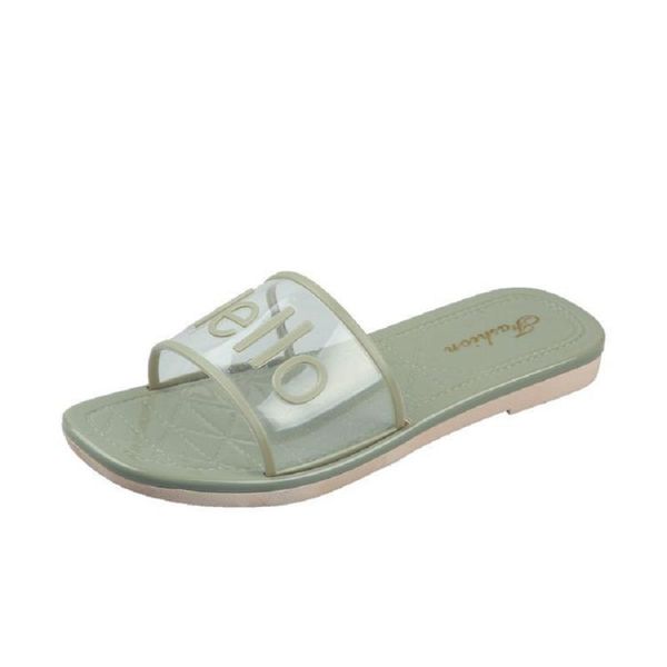 

2020 summer women's sandals cute fruit jelly color transparent open toe flip flops clear outdoor beach slides sandals, Black